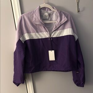 Angel Kiss Purple and White Bomber Jacket Cropped Style